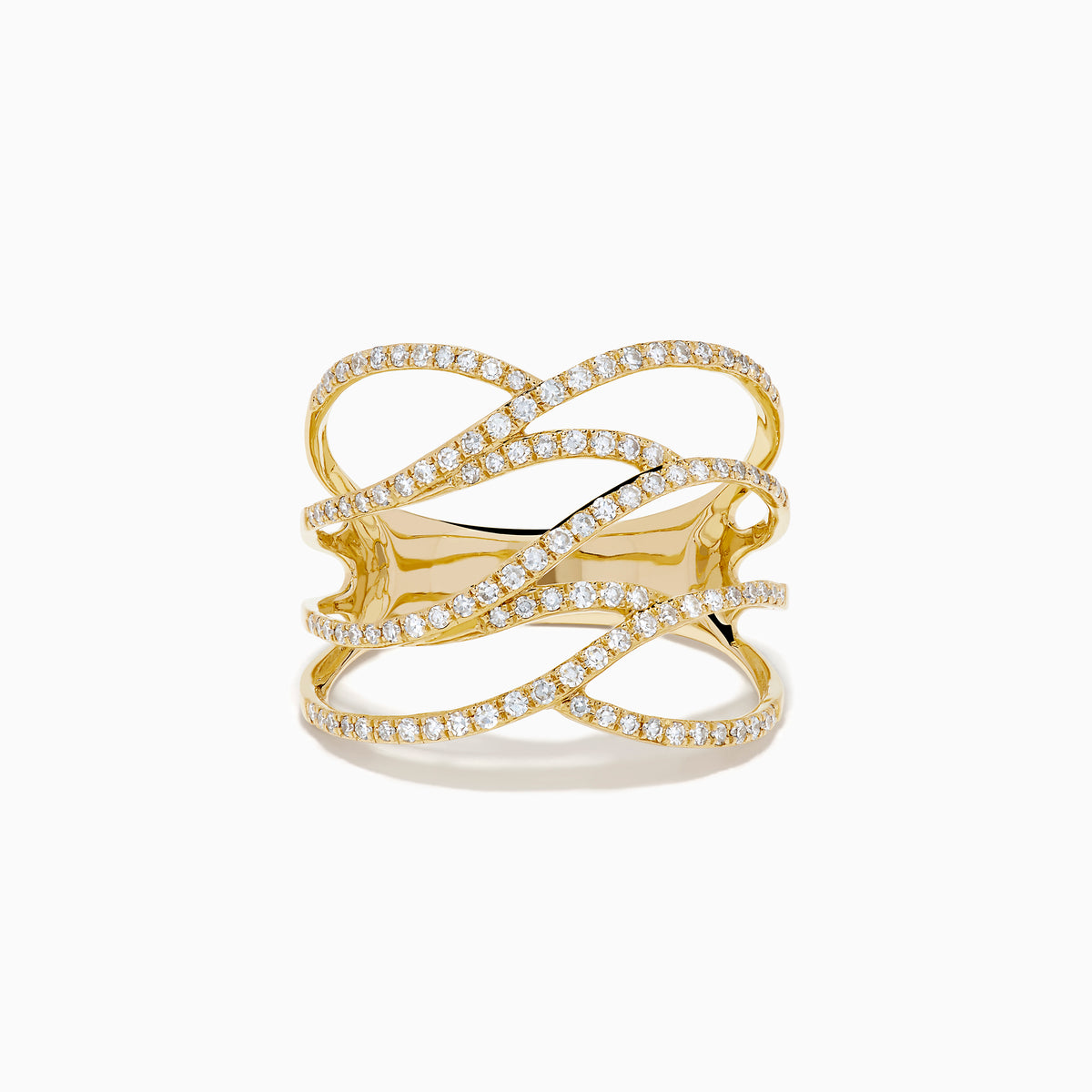 14K Yellow Gold Diamond Pavé Open Waves Ring