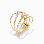 14K Yellow Gold Diamond Pavé Open Waves Ring