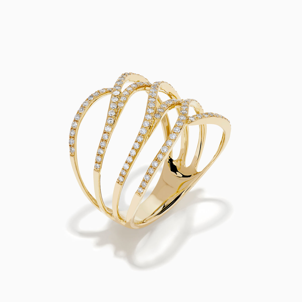 14K Yellow Gold Diamond Pavé Open Waves Ring
