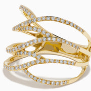 14K Yellow Gold Diamond Pavé Open Waves Ring