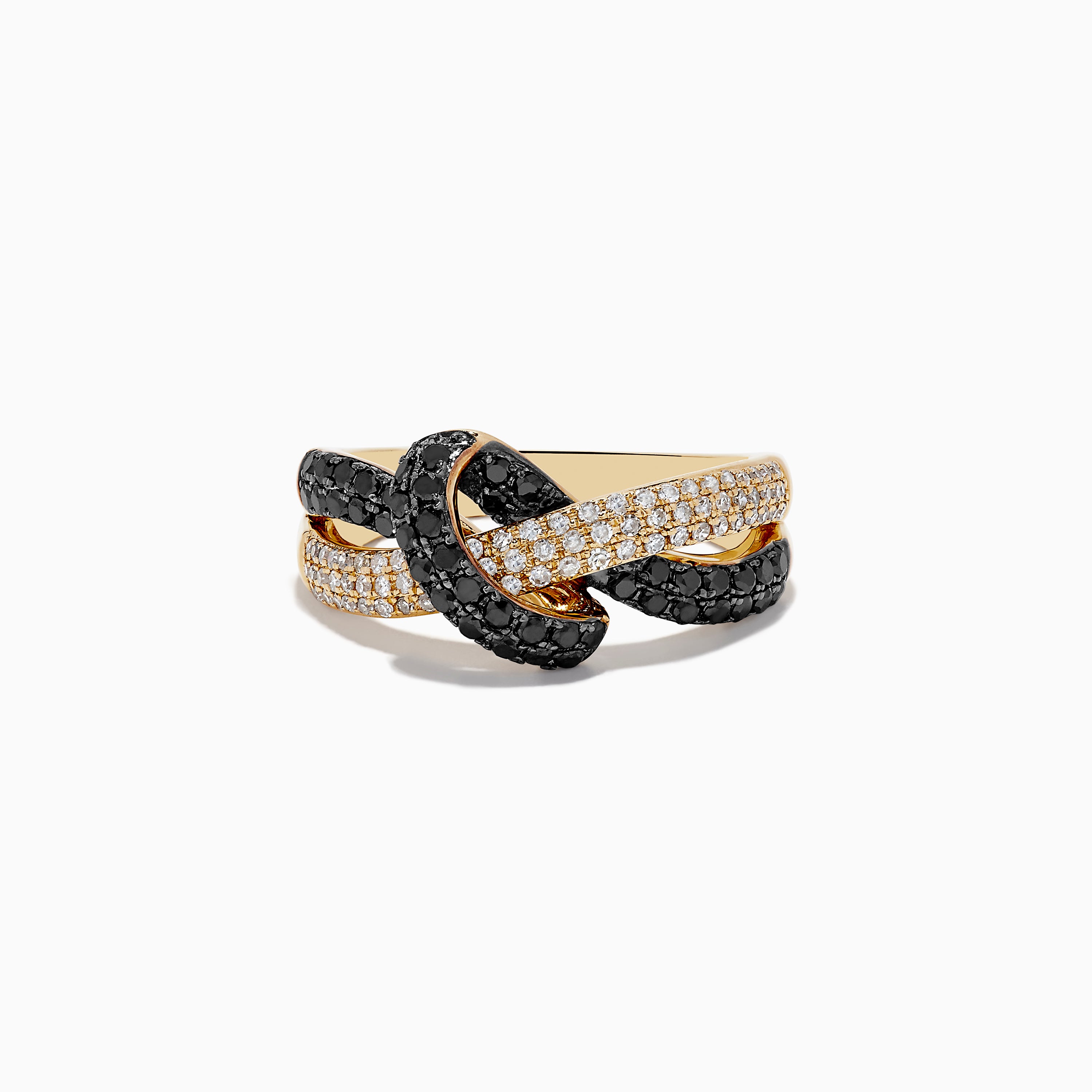 Effy 14K Yellow Gold Black and White Diamond Knot Ring