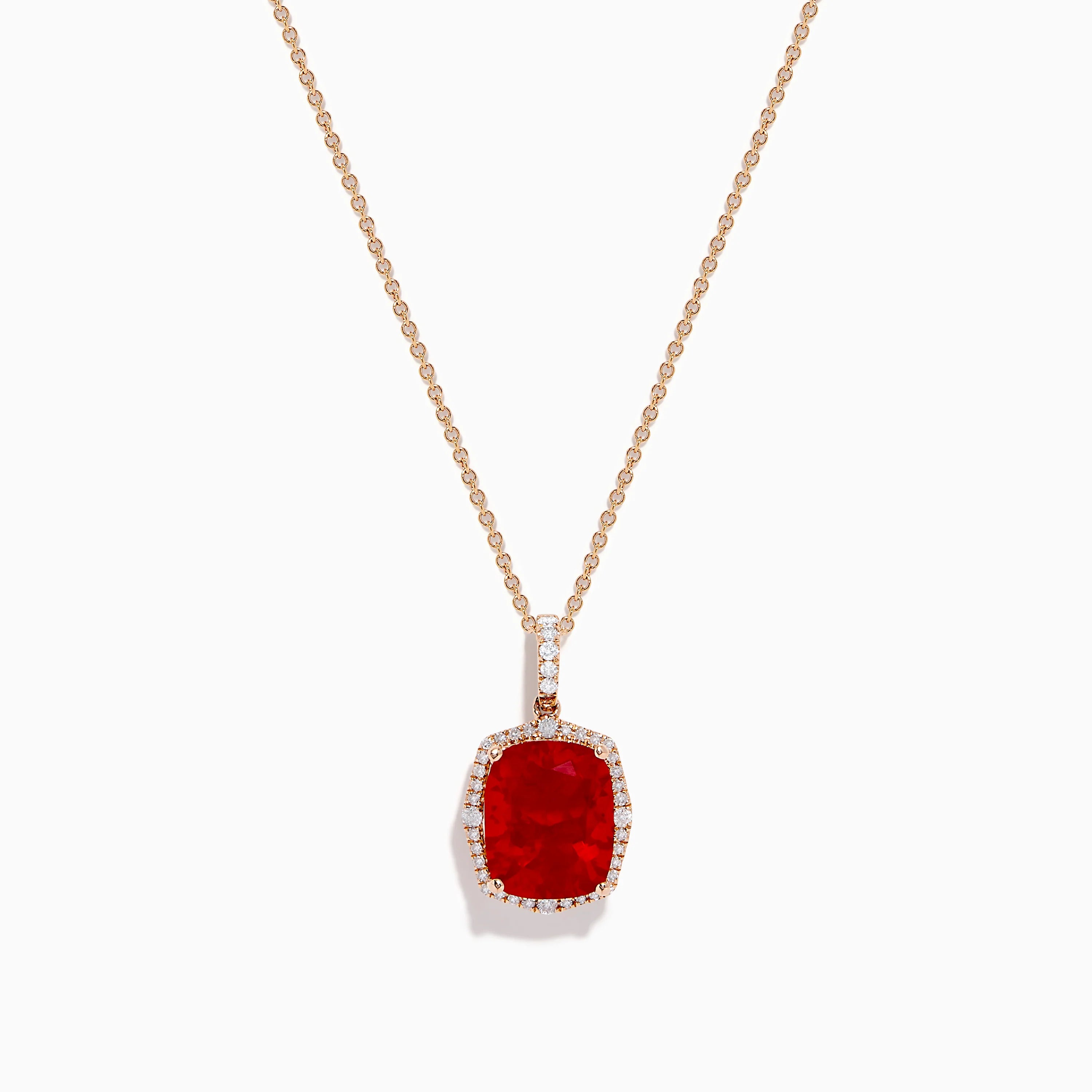Safari 14K Rose Gold Ruby and Diamond Flamingo Pendant, 0.64 TCW