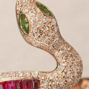 Safari 14K Rose Gold Ruby Diamond and Tsavorite Snake Ring