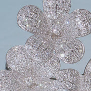 Nature 14K White Gold Diamond Flowers and Butterfly Ring