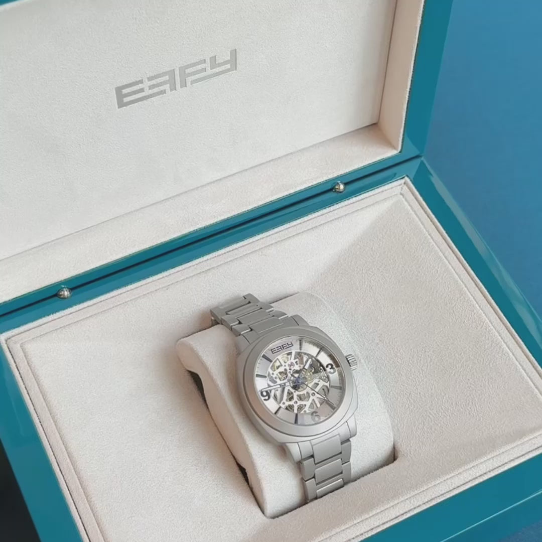 Translation missing: en.42MM Swiss Made Stainless Steel Automatic Skeleton Watch with Diamonds