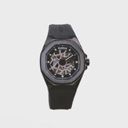42MM Swiss Made Stainless Steel with Black PVD Automatic Skeleton Watch