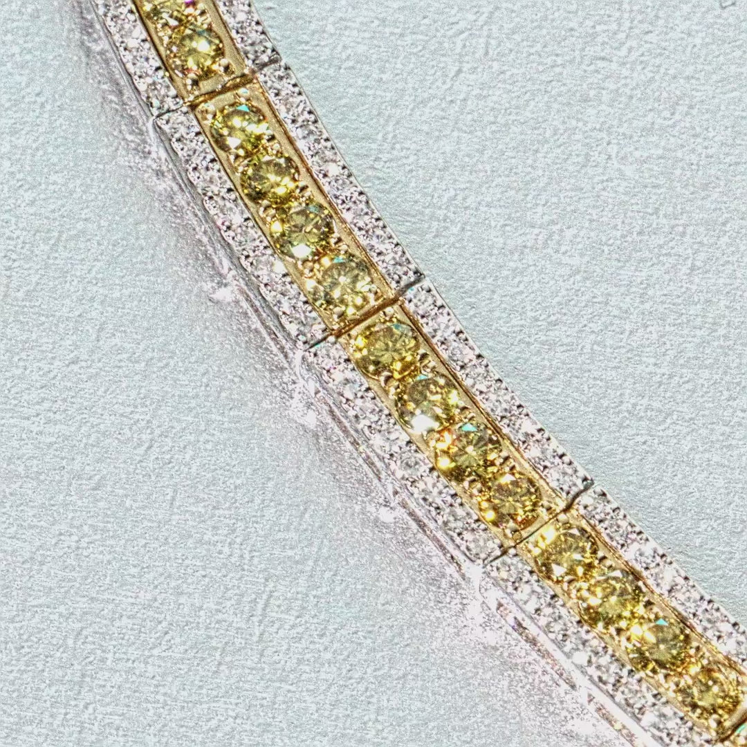 14K Two Tone Gold White and Yellow Diamond Necklace
