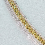 14K Two Tone Gold White and Yellow Diamond Necklace