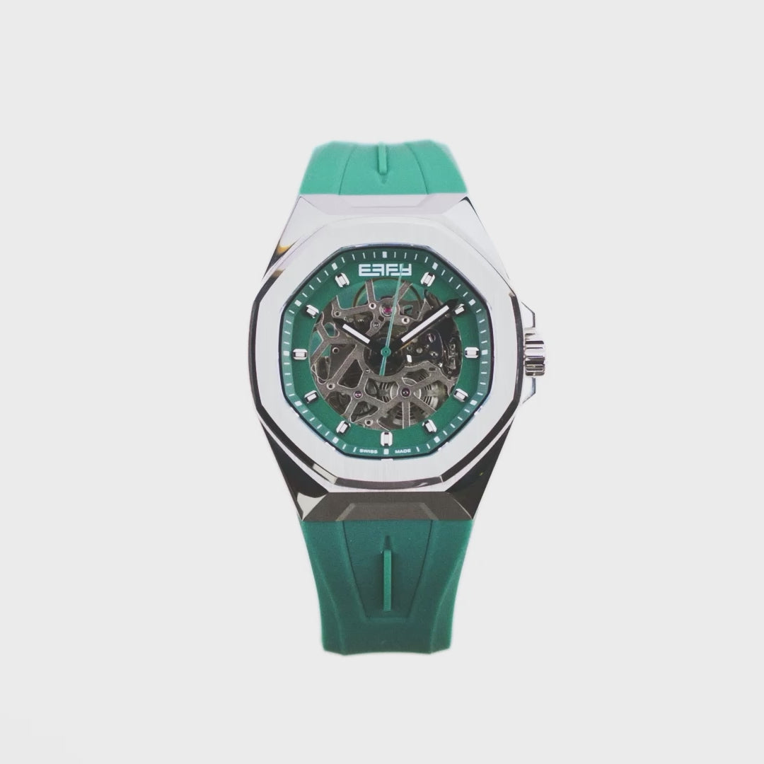 Translation missing: en.42MM Swiss Made Stainless Steel Automatic Skeleton Watch with Diamonds