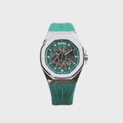 42MM Swiss Made Stainless Steel Automatic Skeleton Watch with Diamonds