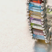 Mosaic 925 Sterling Silver Multi Color Gemstone Heart Earrings