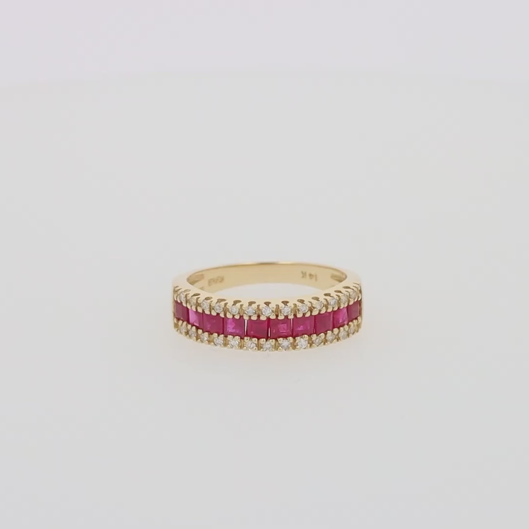 Translation missing: en.Ruby Royal 14K Yellow Gold Princess Cut Ruby Band, 1.46 TCW