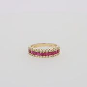 Ruby Royal 14K Yellow Gold Princess Cut Ruby Band, 1.46 TCW