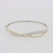 14K White and Yellow Gold Diamond Crossover Bangle, 2.00 TCW