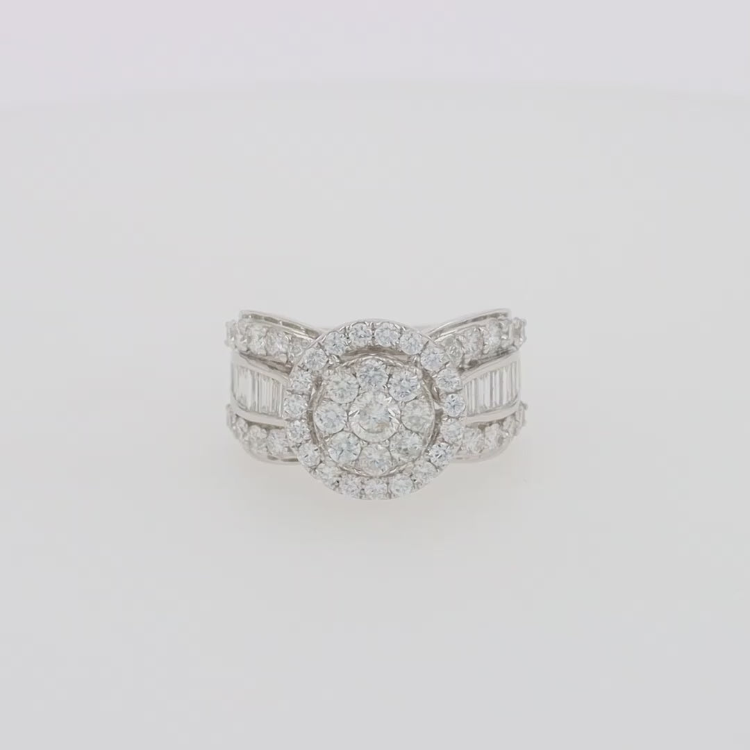 Translation missing: en.Bouquet 14K White Gold Diamond Cluster Ring, 2.51 TCW