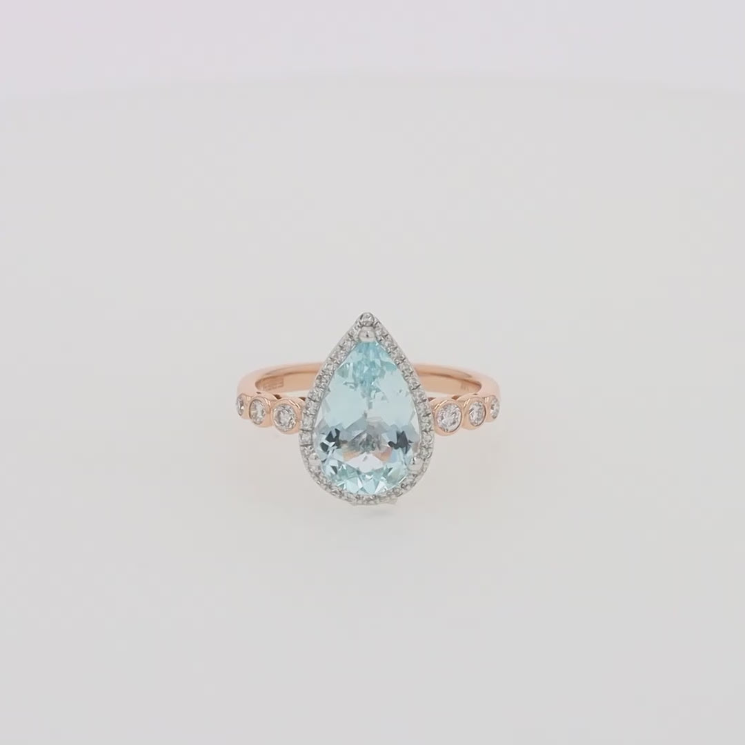 Aquarius 14K Rose & White Gold Aquamarine and Diamond Ring, 2.76 TCW