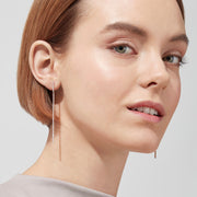 Pave Classica 14K White Gold Diamond Linear Drop Earrings, 0.35 TCW, feature a vertical line of sparkling diamonds set in white gold, shown against a plain white background.