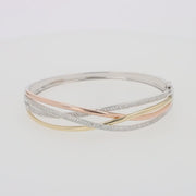 Trio 14K Tri-Color Gold Diamond Crossover Bangle, 1.03 TCW