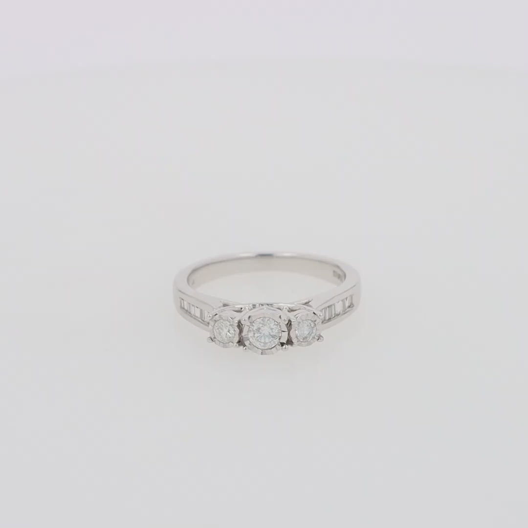 Translation missing: en.Bridal 14K White Gold Diamond Three Stone Ring, 0.39 TCW