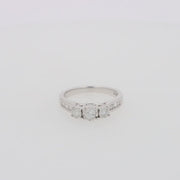 Bridal 14K White Gold Diamond Three Stone Ring, 0.39 TCW