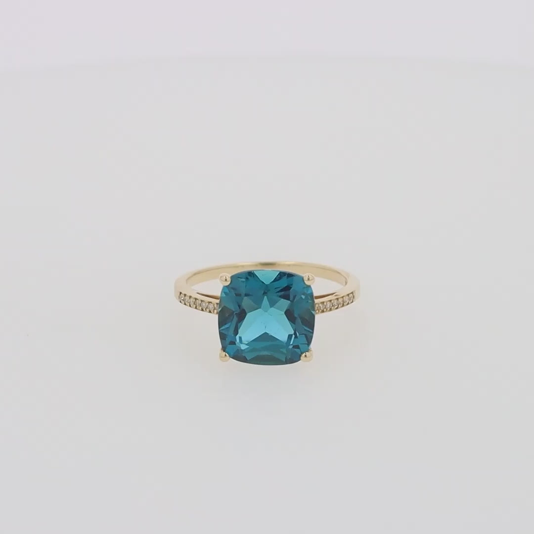 Ocean Bleu 14K Yellow Gold London Blue Topaz & Diamond Ring, 4.54 TCW