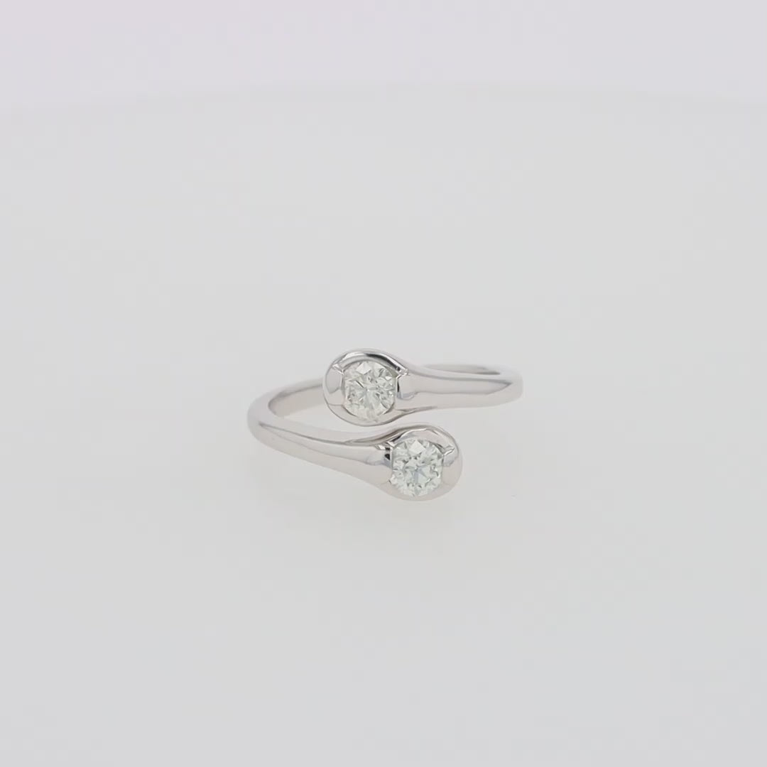 14K White Gold Two-of-Us Diamond Ring, 0.59 TCW