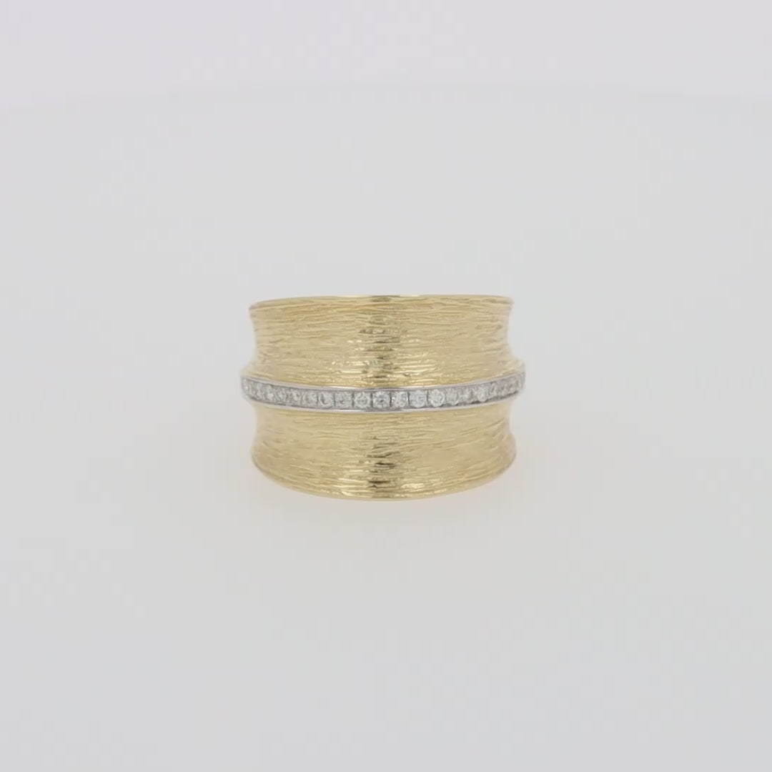 D'Oro 14K Yellow Textured Gold Diamond Ring, 0.24 TCW