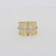D'Oro 14K Yellow Textured Gold Diamond Ring, 0.24 TCW