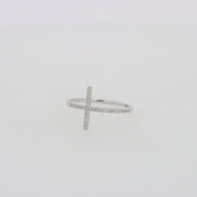 Novelty 14K White Gold Diamond Cross Ring, 0.10 TCW