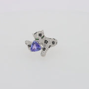 Signature 14K White Gold Tanzanite and Diamond Panther Ring, 2.07 TCW