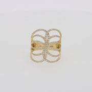 14K Yellow Gold Diamond Pave Interlocking Statement Ring, 0.54 TCW