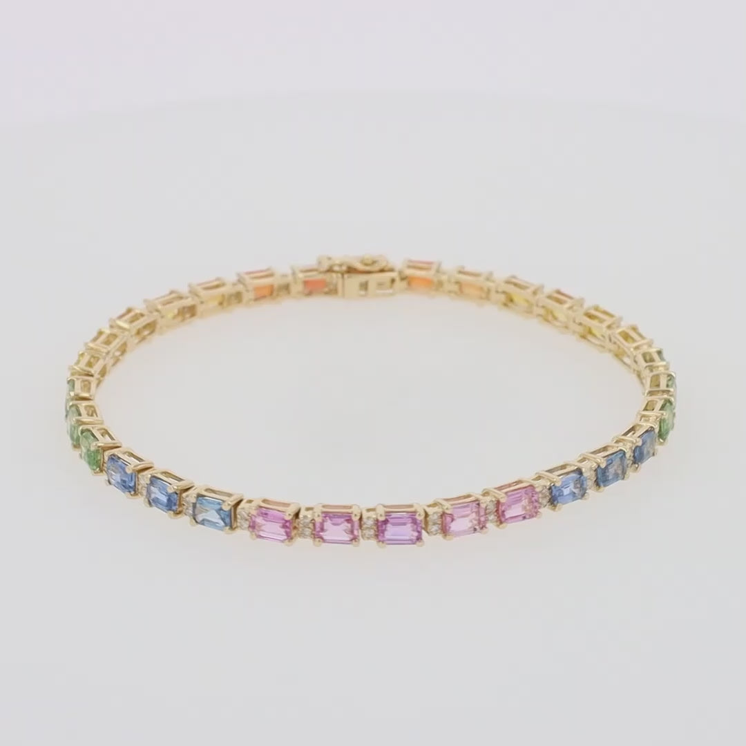 Translation missing: en.Watercolors 14K Yellow Gold Multi Sapphire and Diamond Bracelet