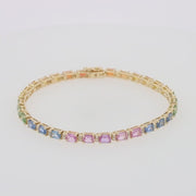Watercolors 14K Yellow Gold Multi Sapphire and Diamond Bracelet