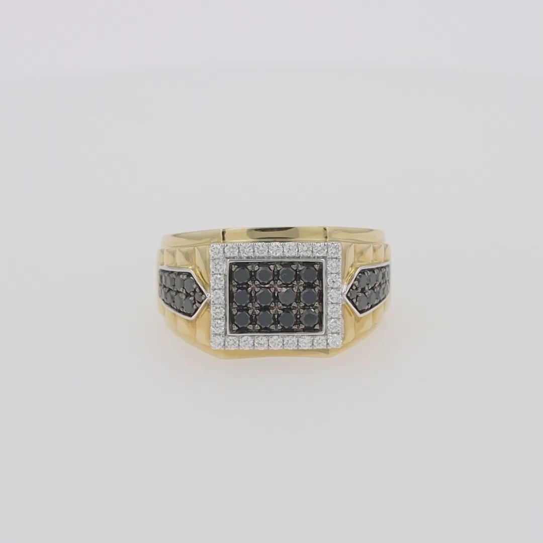 Translation missing: en.Men's Two Tone Gold Black and White Diamond Ring, 1.00 TCW