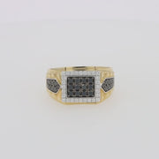 Men's Two Tone Gold Black and White Diamond Ring, 1.00 TCW