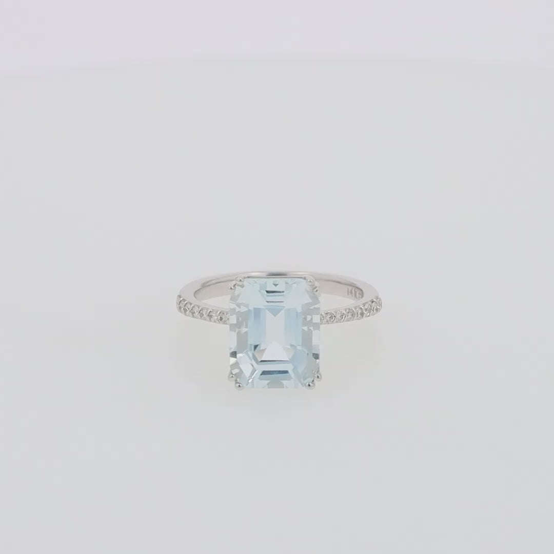 Translation missing: en.Aquarius 14K White Gold Aquamarine and Diamond Ring, 3.96 TCW