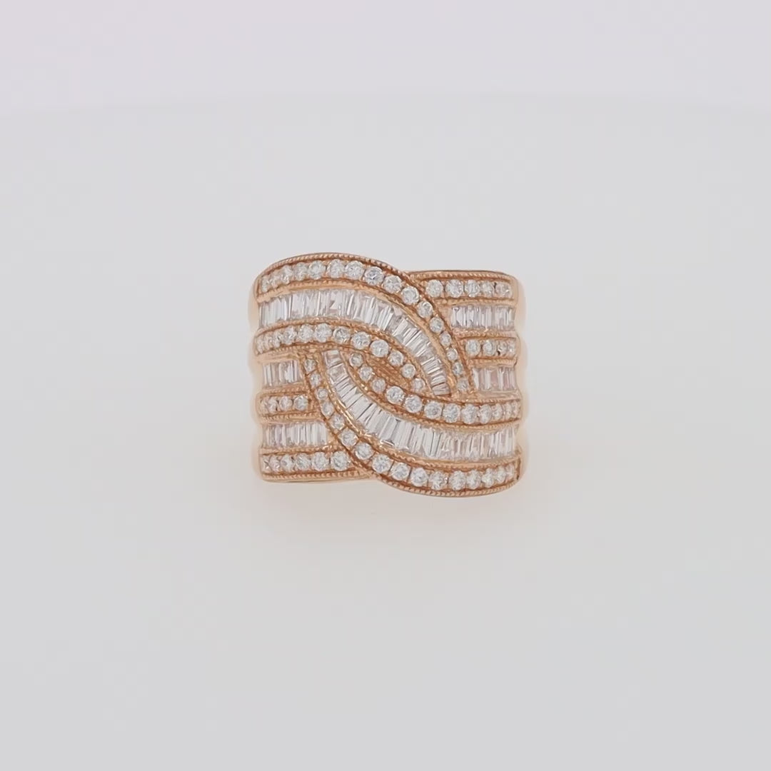 14K Rose Gold Diamond Crossover Ring