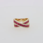 Ruby Royale 14K Yellow Gold Ruby Criss Cross Ring, 2.73 TCW