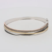 14K Trio-Color Gold Brown, Black and White Diamond Bangle 1.97 TCW