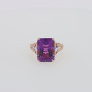 14K Rose Gold Amethyst, Tanzanite and Diamond Cocktail Ring, 7.60 TCW
