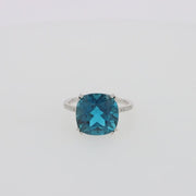 Ocean Bleu 14K White Gold London Blue Topaz and Diamond Ring, 8.40 TCW