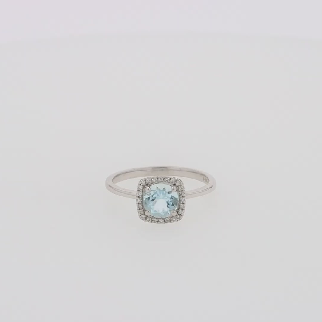 Translation missing: en.Aquarius 14K White Gold Aquamarine and Diamond Ring, 0.78 TCW