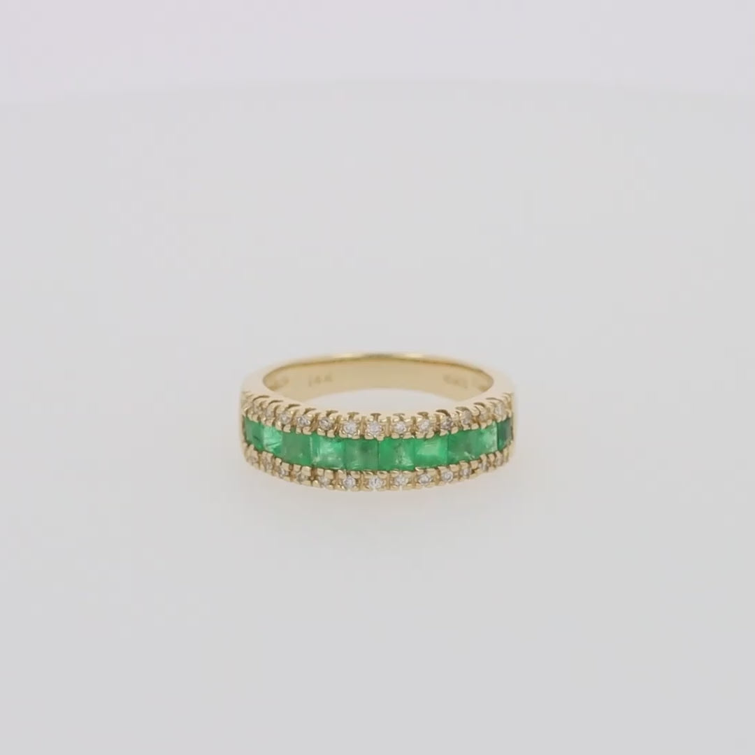 Translation missing: en.Brasilica 14K Yellow Gold Emerald and Diamond Ring, 1.27 TCW