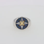 Men's Sterling Silver and 18K Yellow Gold Blue Sapphire Ring, 0.75 TCW
