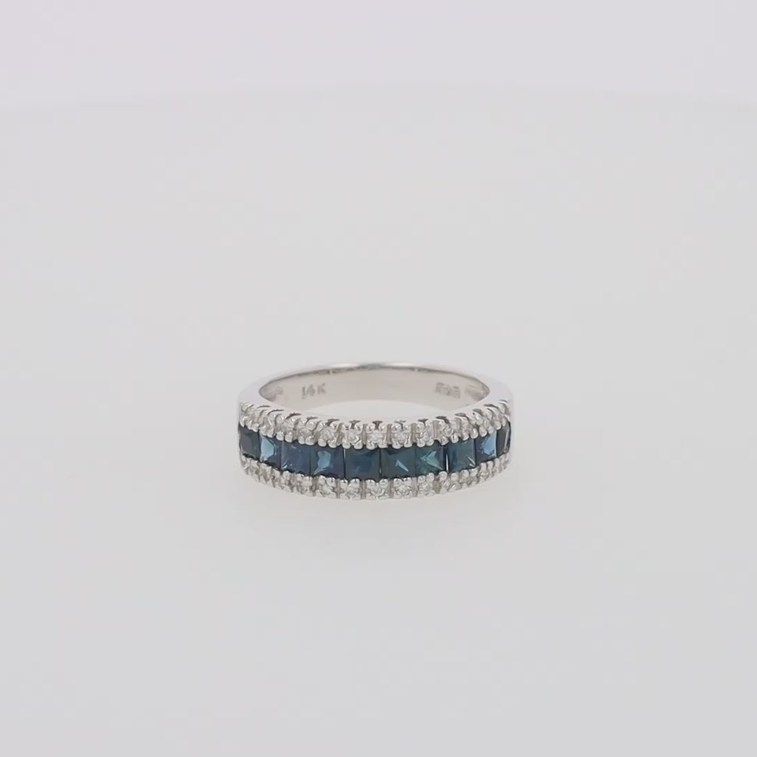 Royale Bleu 14K White Gold Blue Sapphire and Diamond Ring, 1.46 TCW