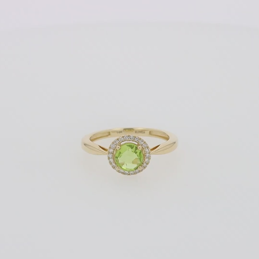 Translation missing: en.14k Yellow Gold Peridot and Diamond Ring, 1.10 TCW