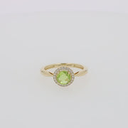 14k Yellow Gold Peridot and Diamond Ring, 1.10 TCW