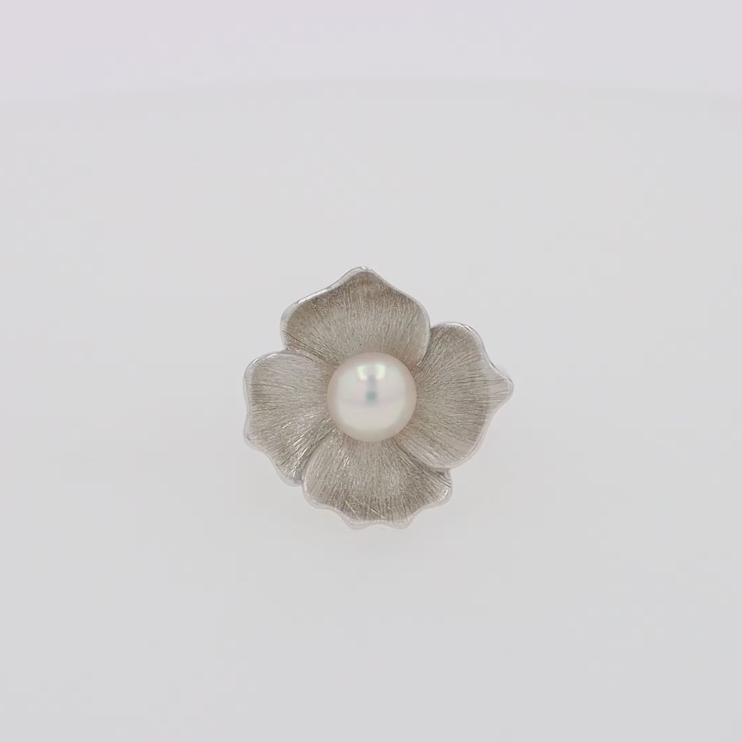 925 Sterling Silver Cultured Fresh Water Pearl Flower Ring