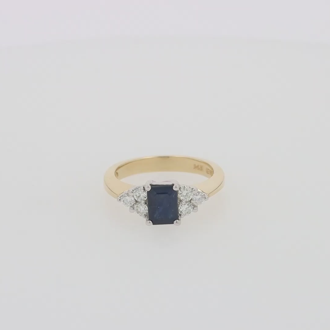 Royale Bleu 14K Yellow & White Gold Blue Sapphire and Diamond Ring, 1.46 TCW