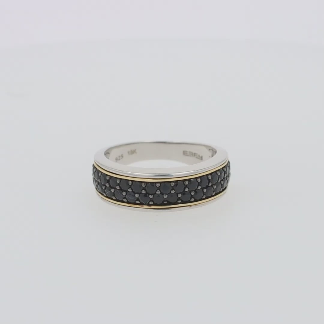 Men's Sterling Silver & 18K Yellow Gold Blue Sapphire Ring, 1.45 TCW